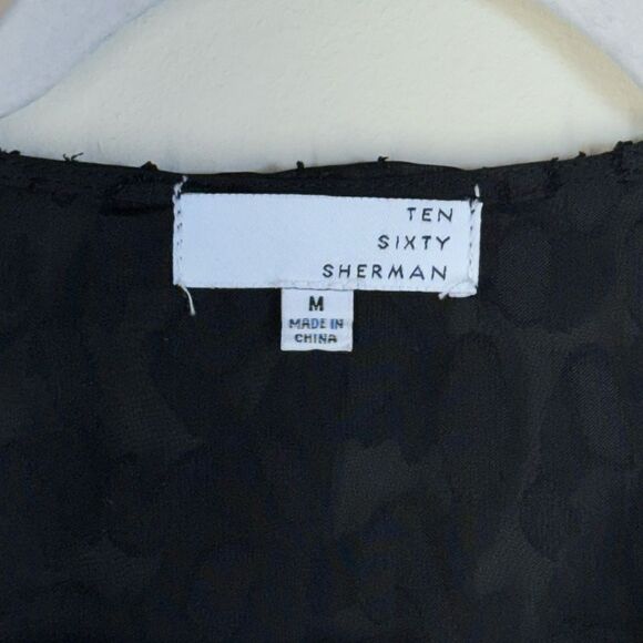 TEN SIXTY SHERMAN Wrap Mini Dress Sheer Burnout Ruffle Romantic Goth M - Picture 7 of 10